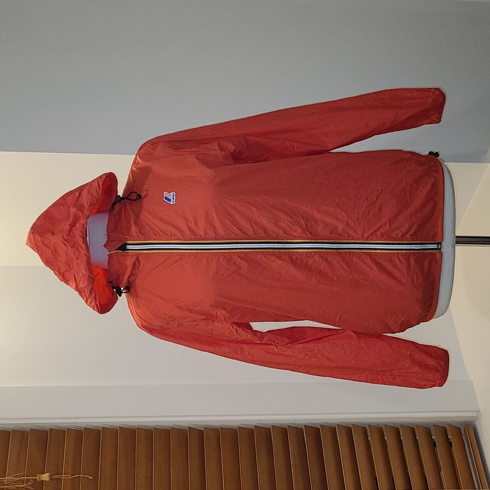 K-Way Orange Hooded Utility Jacket with Contrast Zip
